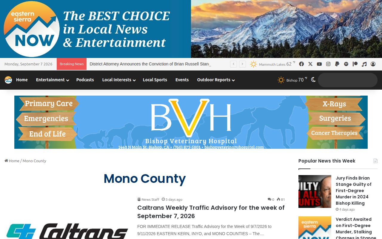 Eastern Sierra Now Mono County news category
